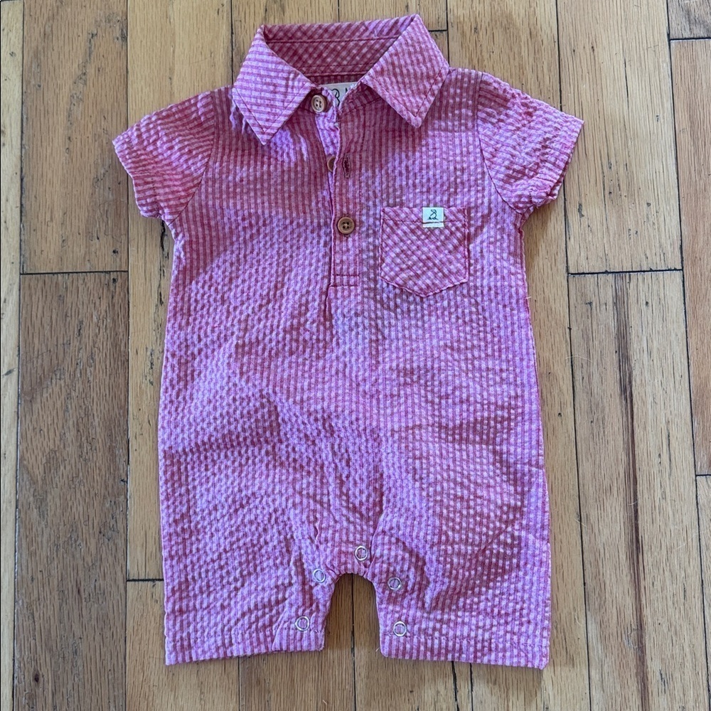 NEW ME & HENRY | seersucker romper in red | size 0-3 Months